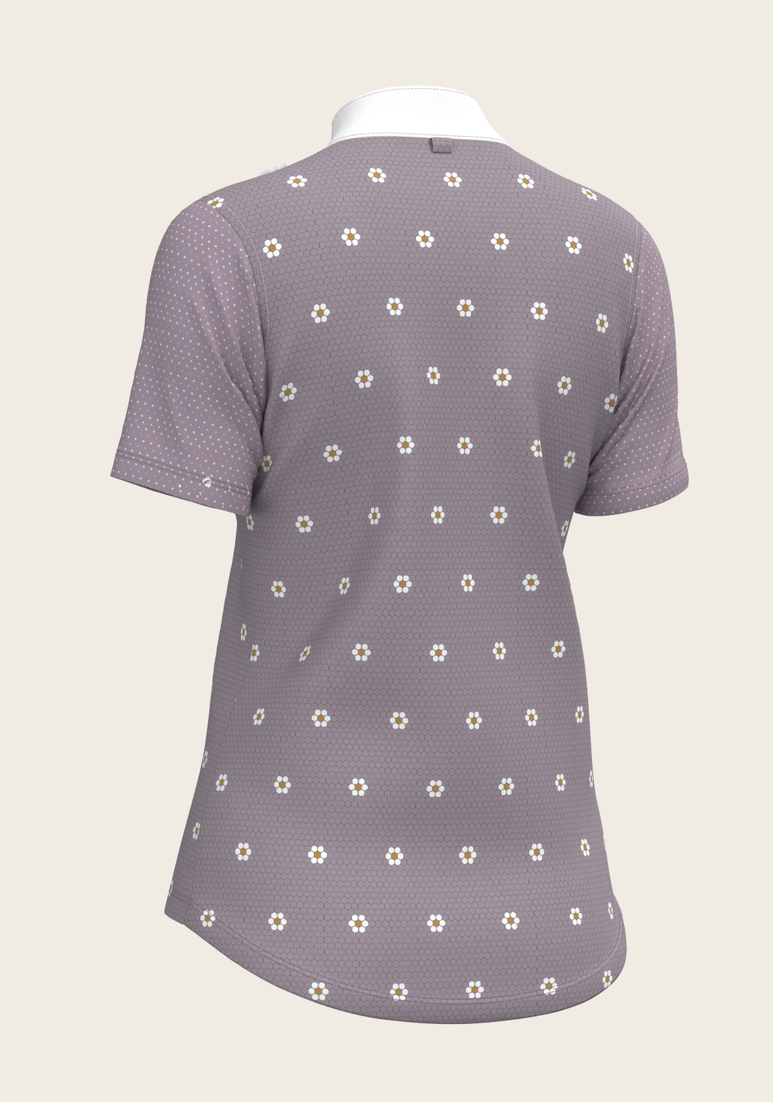 Mosaic Daises in Lavender Short Pleated Short Sleeve Show Shirt