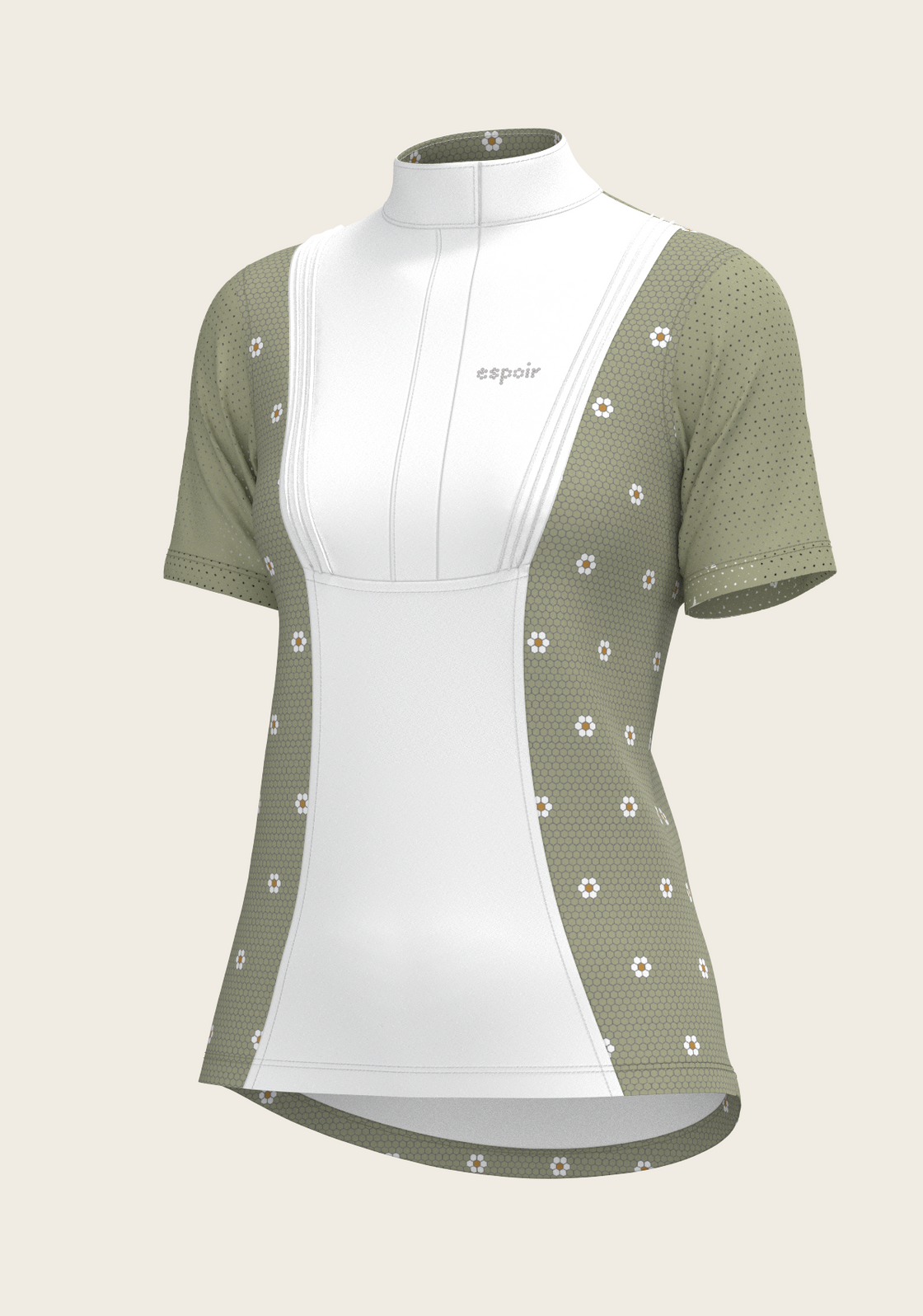 Mosaic Daises in Olive Short Pleated Short Sleeve Show Shirt