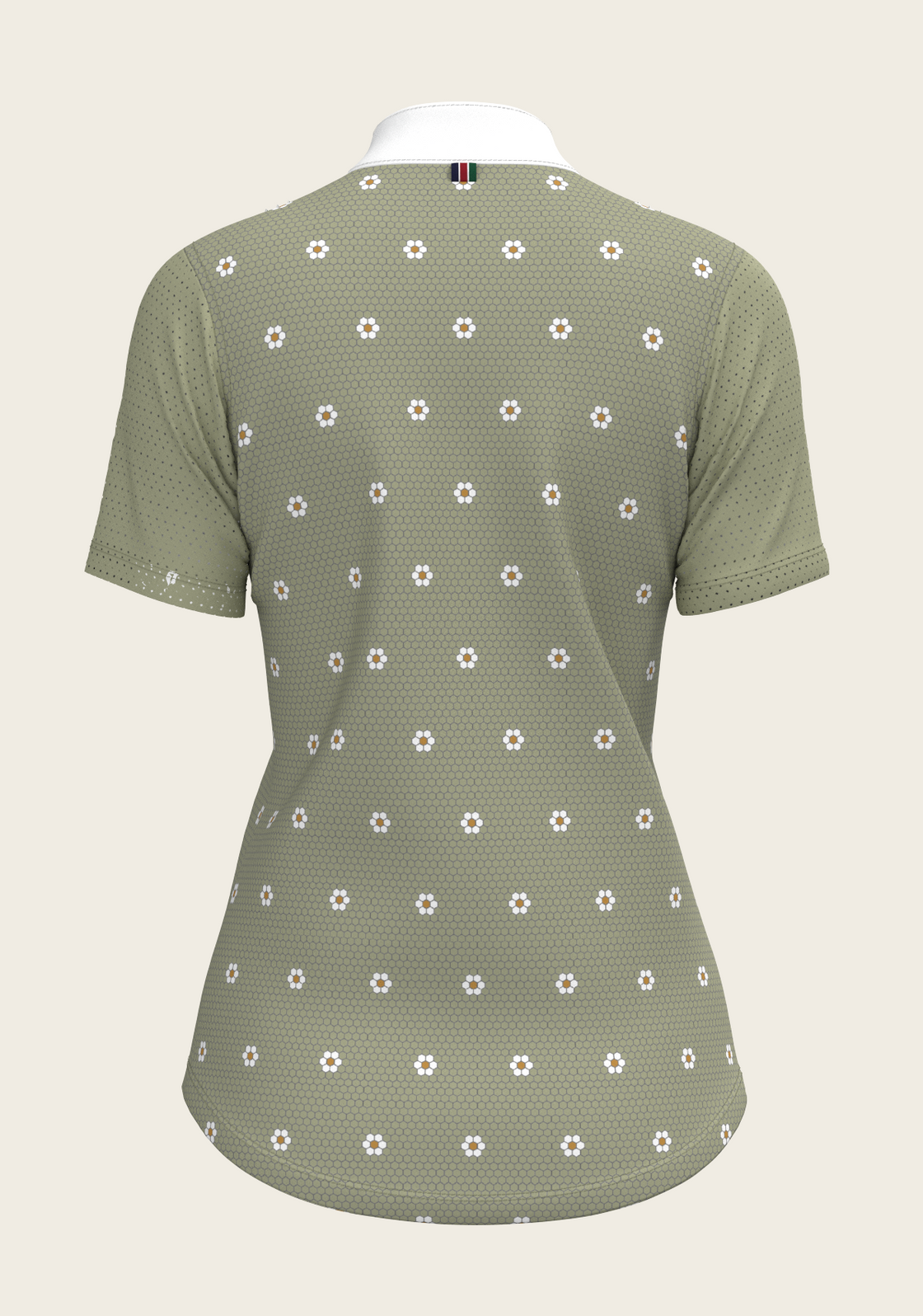 Mosaic Daises in Olive Short Pleated Short Sleeve Show Shirt