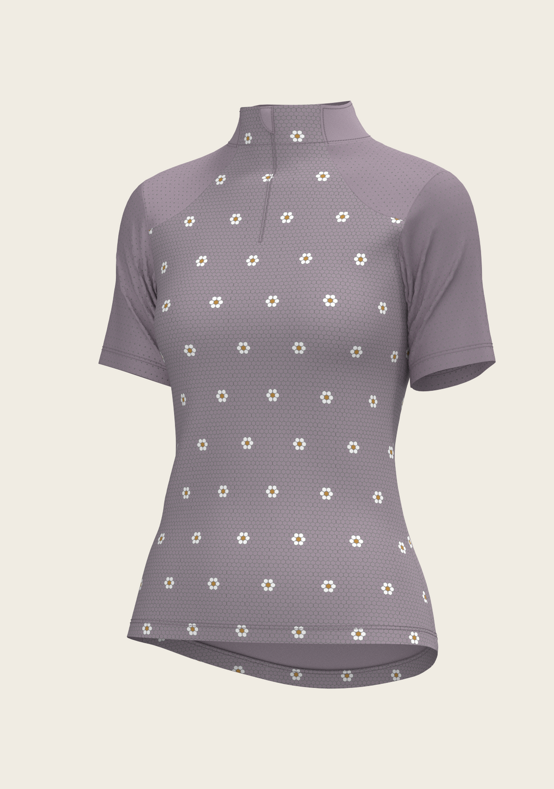 Mosaic Daises in Lavender Short Sleeve Sport Sun Shirt