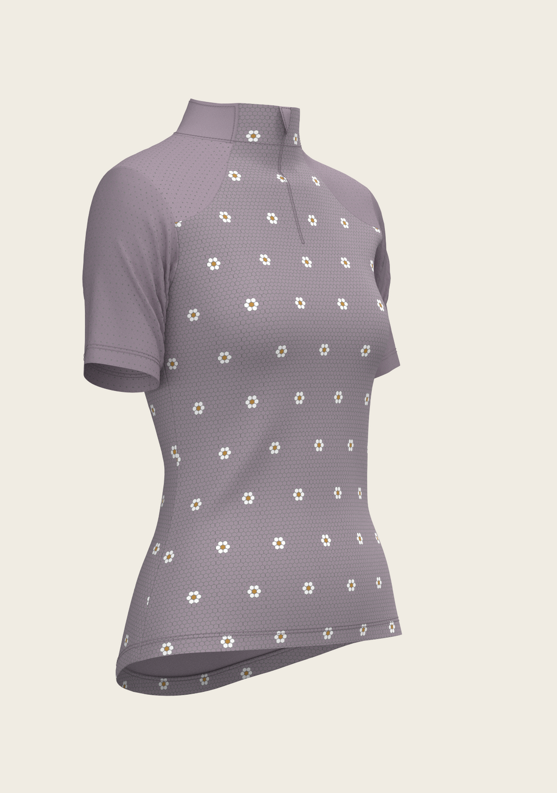 Mosaic Daises in Lavender Short Sleeve Sport Sun Shirt