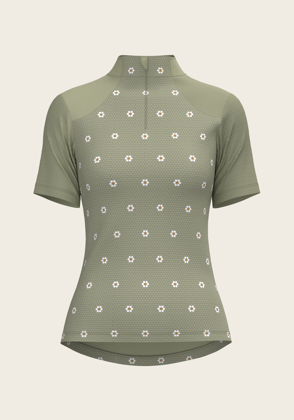 Mosaic Daises in Olive Short Sleeve Sport Sun Shirt