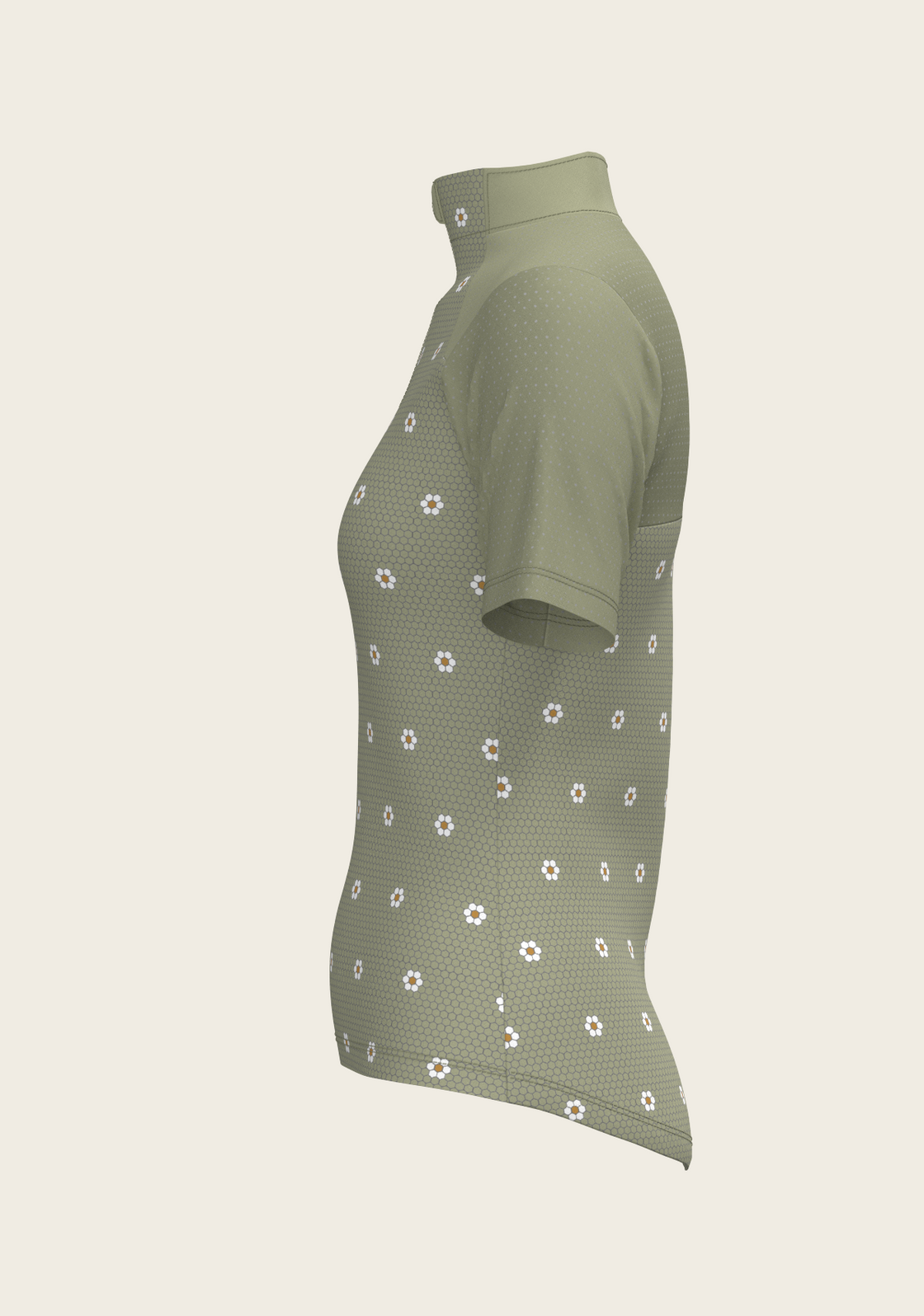 Mosaic Daises in Olive Short Sleeve Sport Sun Shirt