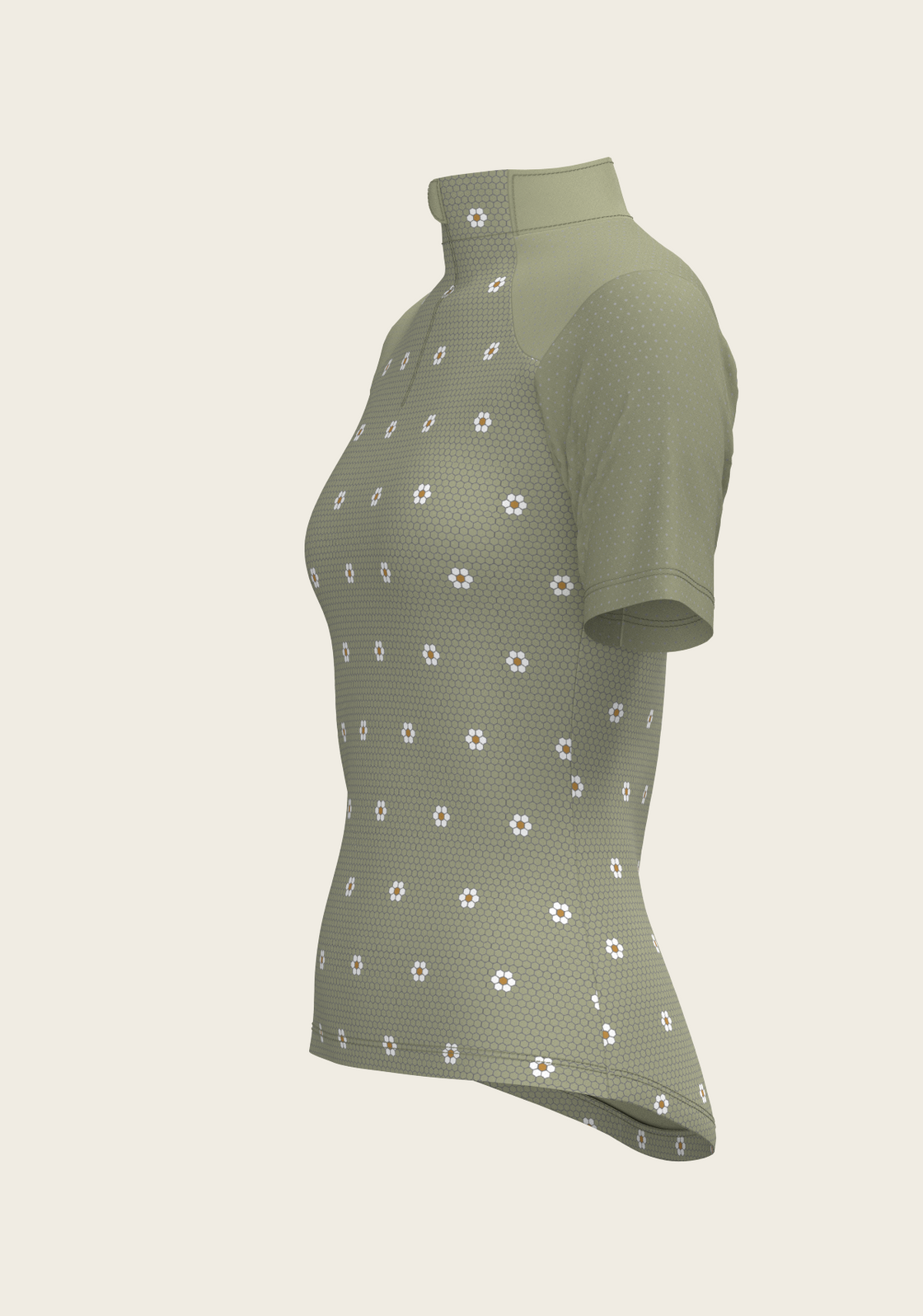 Mosaic Daises in Olive Short Sleeve Sport Sun Shirt