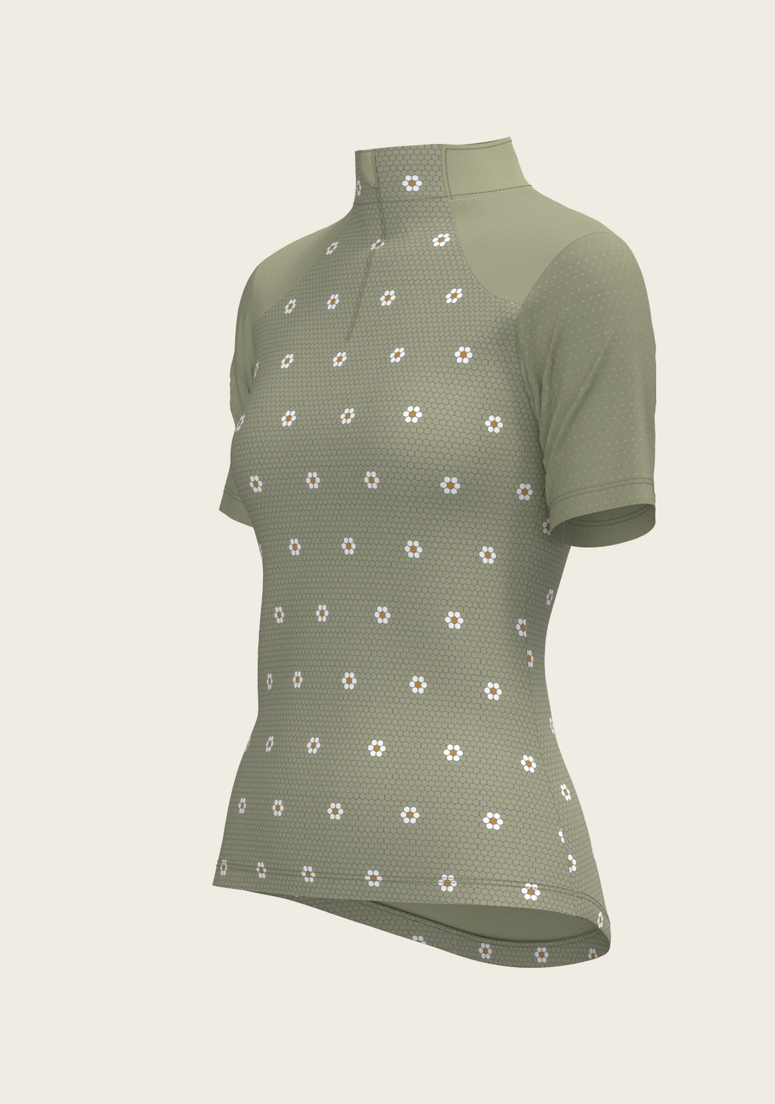 Mosaic Daises in Olive Short Sleeve Sport Sun Shirt