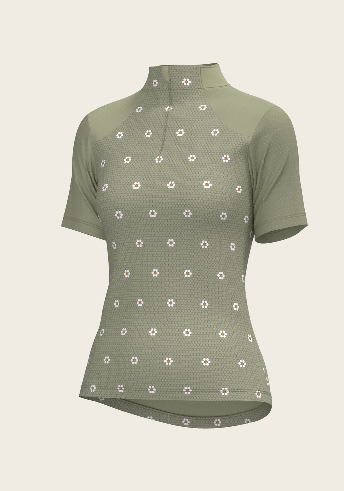 Mosaic Daises in Olive Short Sleeve Sport Sun Shirt