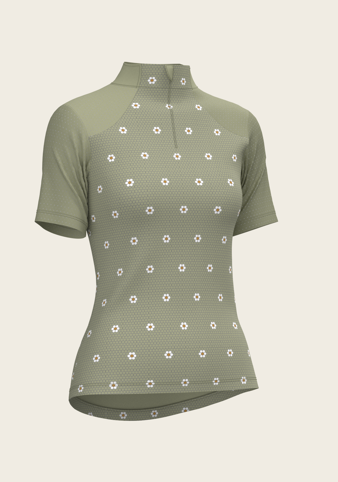 Mosaic Daises in Olive Short Sleeve Sport Sun Shirt