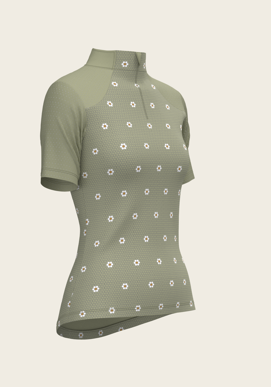 Mosaic Daises in Olive Short Sleeve Sport Sun Shirt
