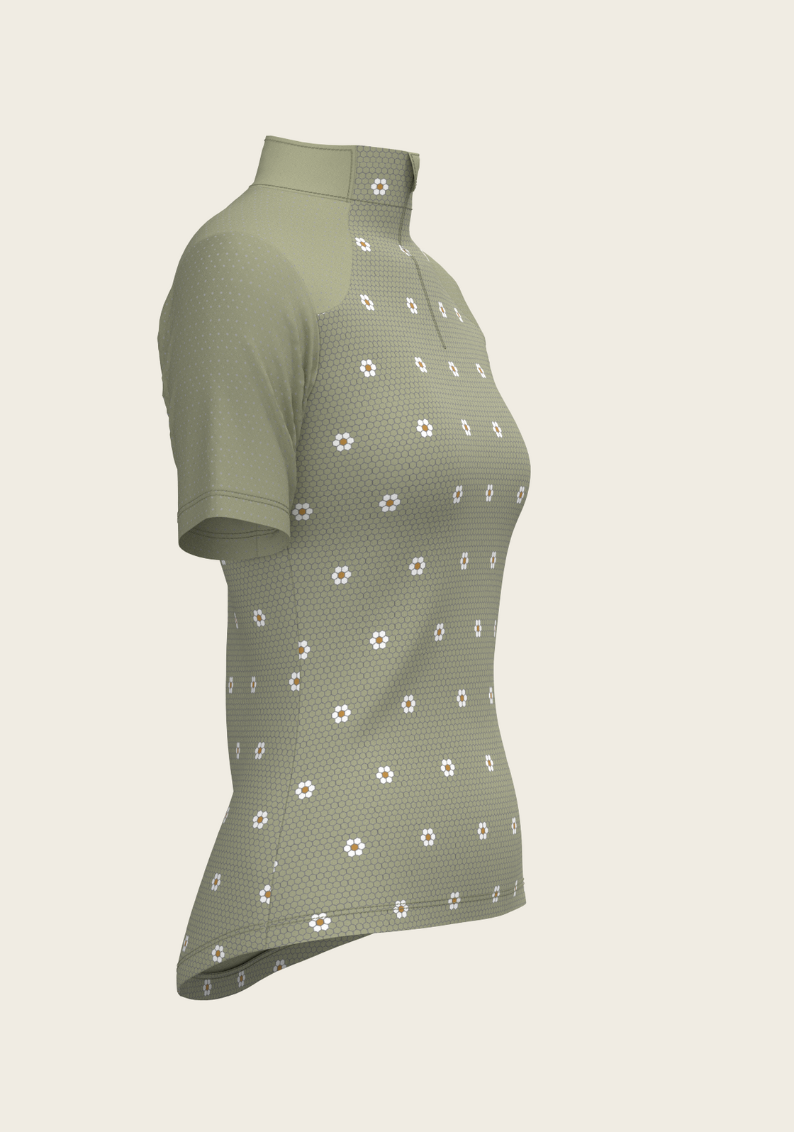 Mosaic Daises in Olive Short Sleeve Sport Sun Shirt