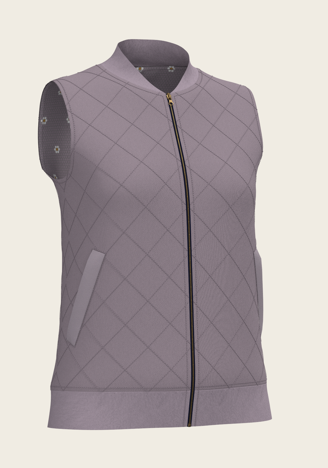 Mosaic Daisies in Lavender Reversible Sleeveless Warmup Vest