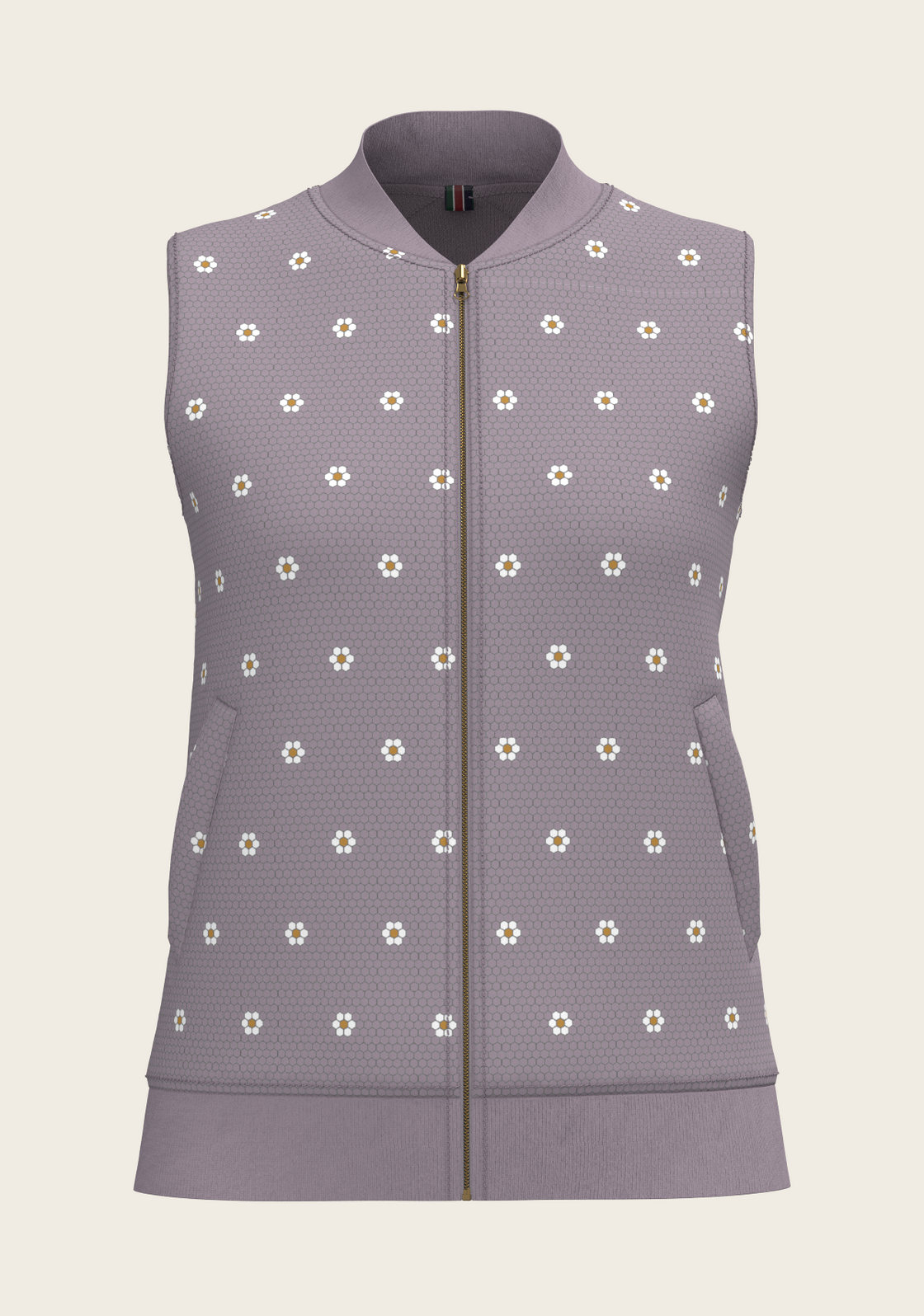 Mosaic Daisies in Lavender Reversible Sleeveless Warmup Vest