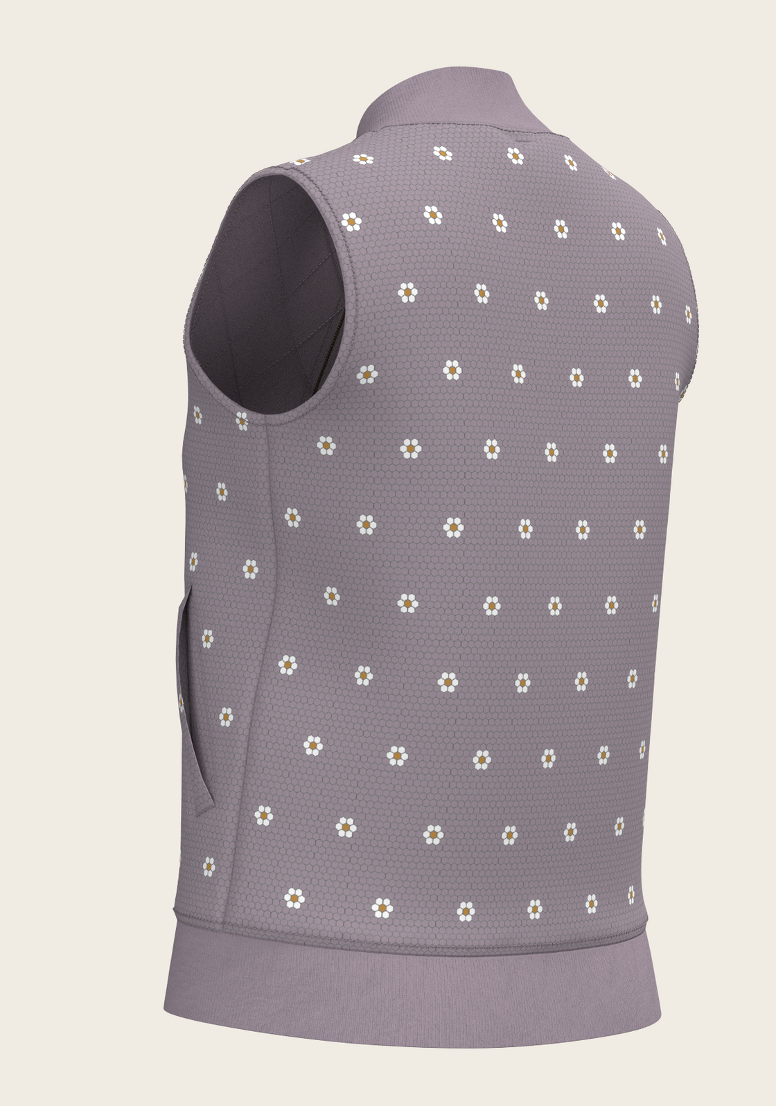 Mosaic Daisies in Lavender Reversible Sleeveless Warmup Vest