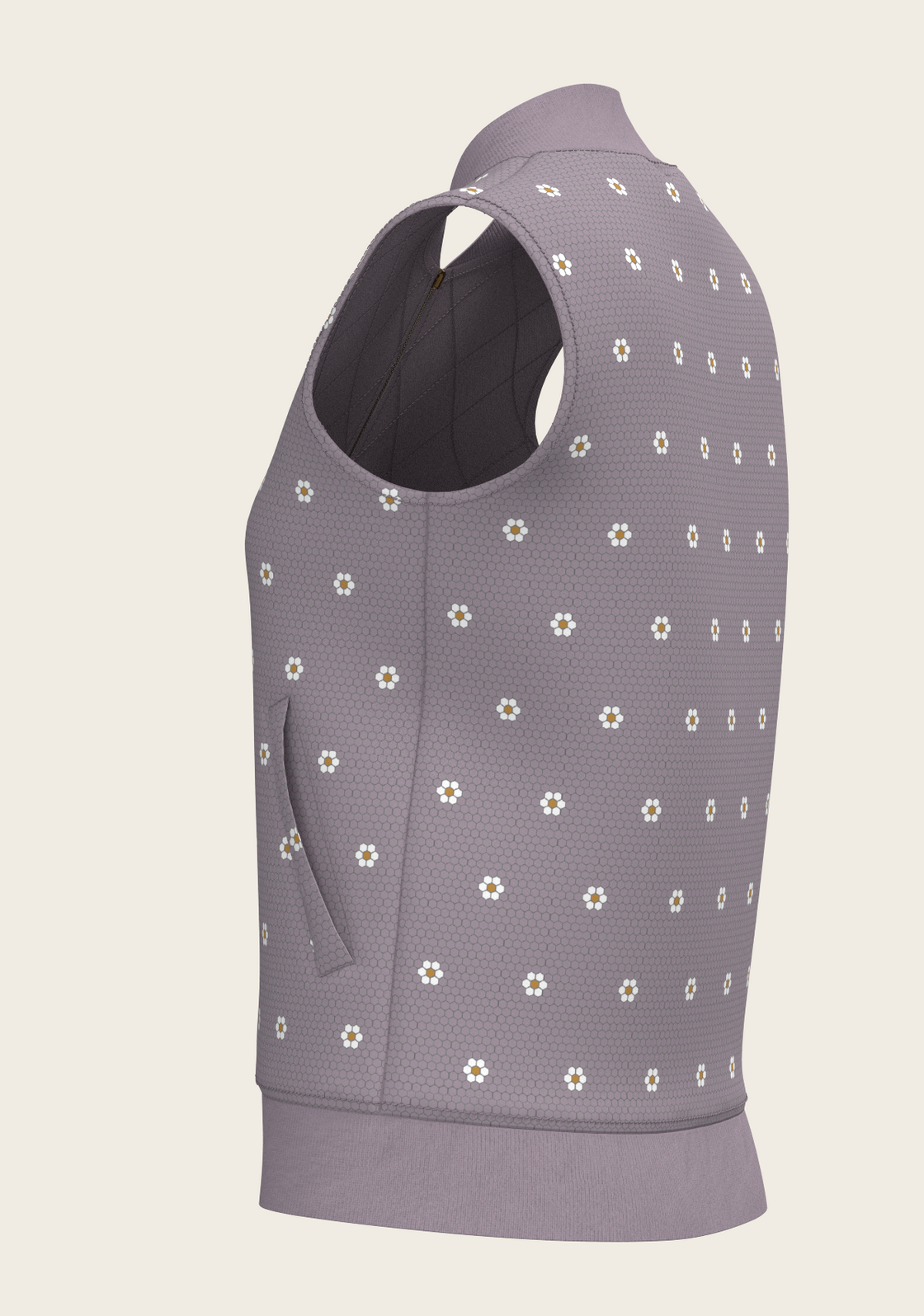 Mosaic Daisies in Lavender Reversible Sleeveless Warmup Vest