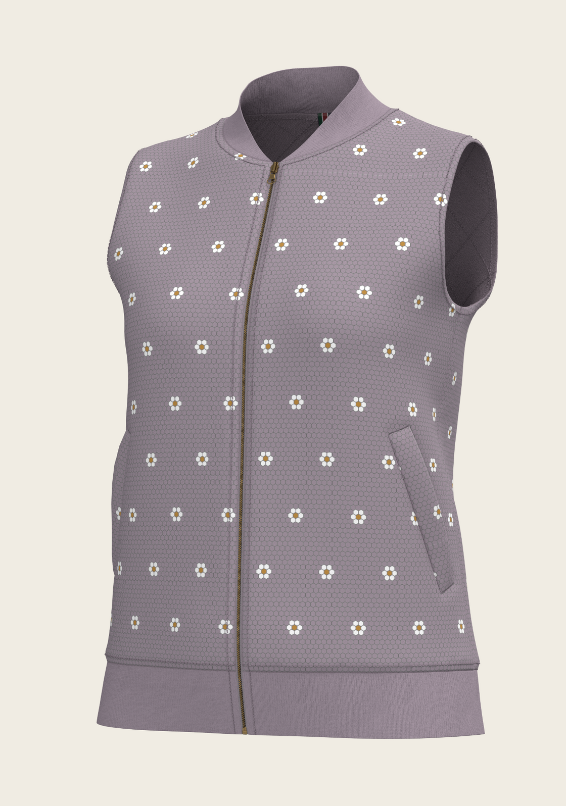 Mosaic Daisies in Lavender Reversible Sleeveless Warmup Vest