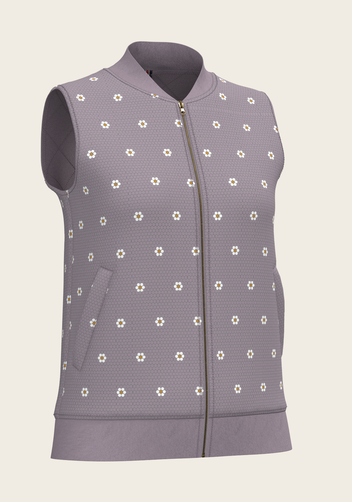 Mosaic Daisies in Lavender Reversible Sleeveless Warmup Vest