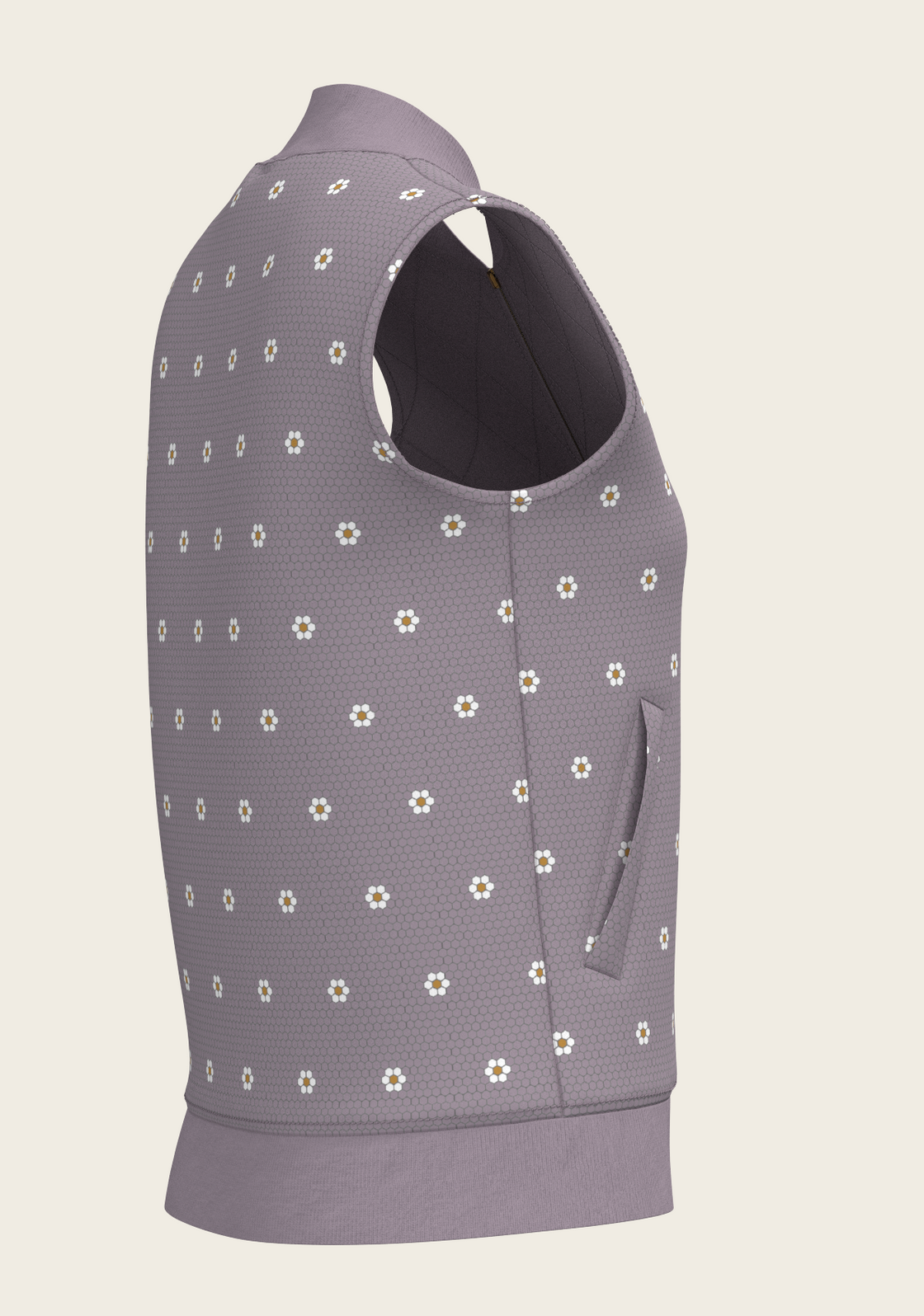 Mosaic Daisies in Lavender Reversible Sleeveless Warmup Vest