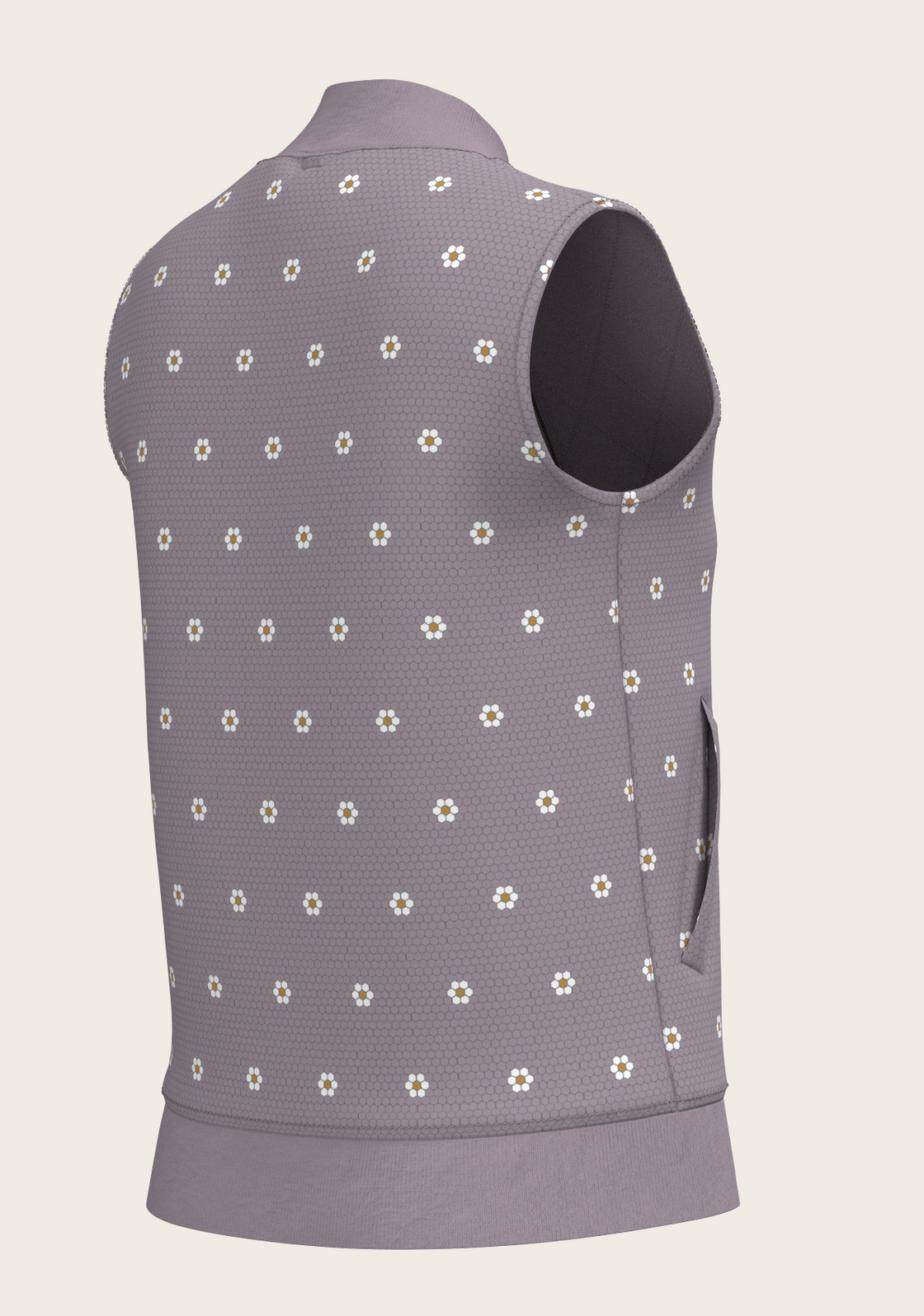 Mosaic Daisies in Lavender Reversible Sleeveless Warmup Vest