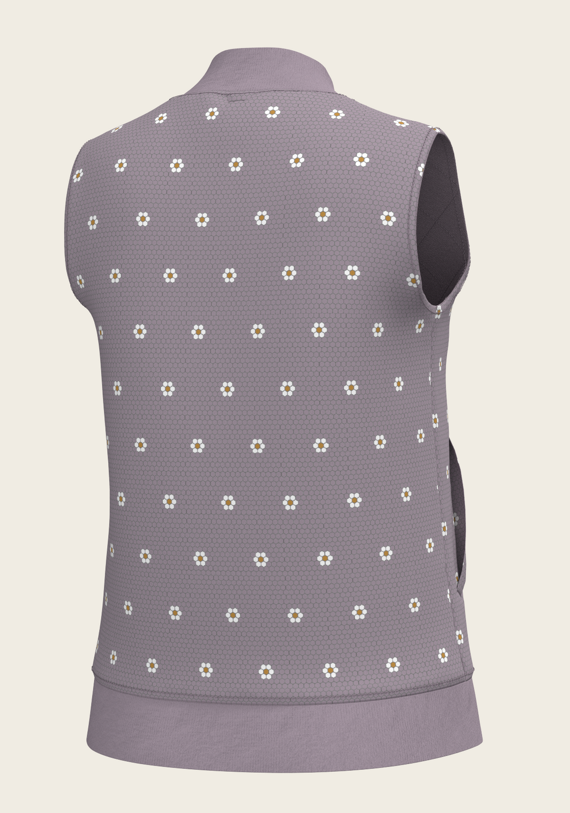 Mosaic Daisies in Lavender Reversible Sleeveless Warmup Vest