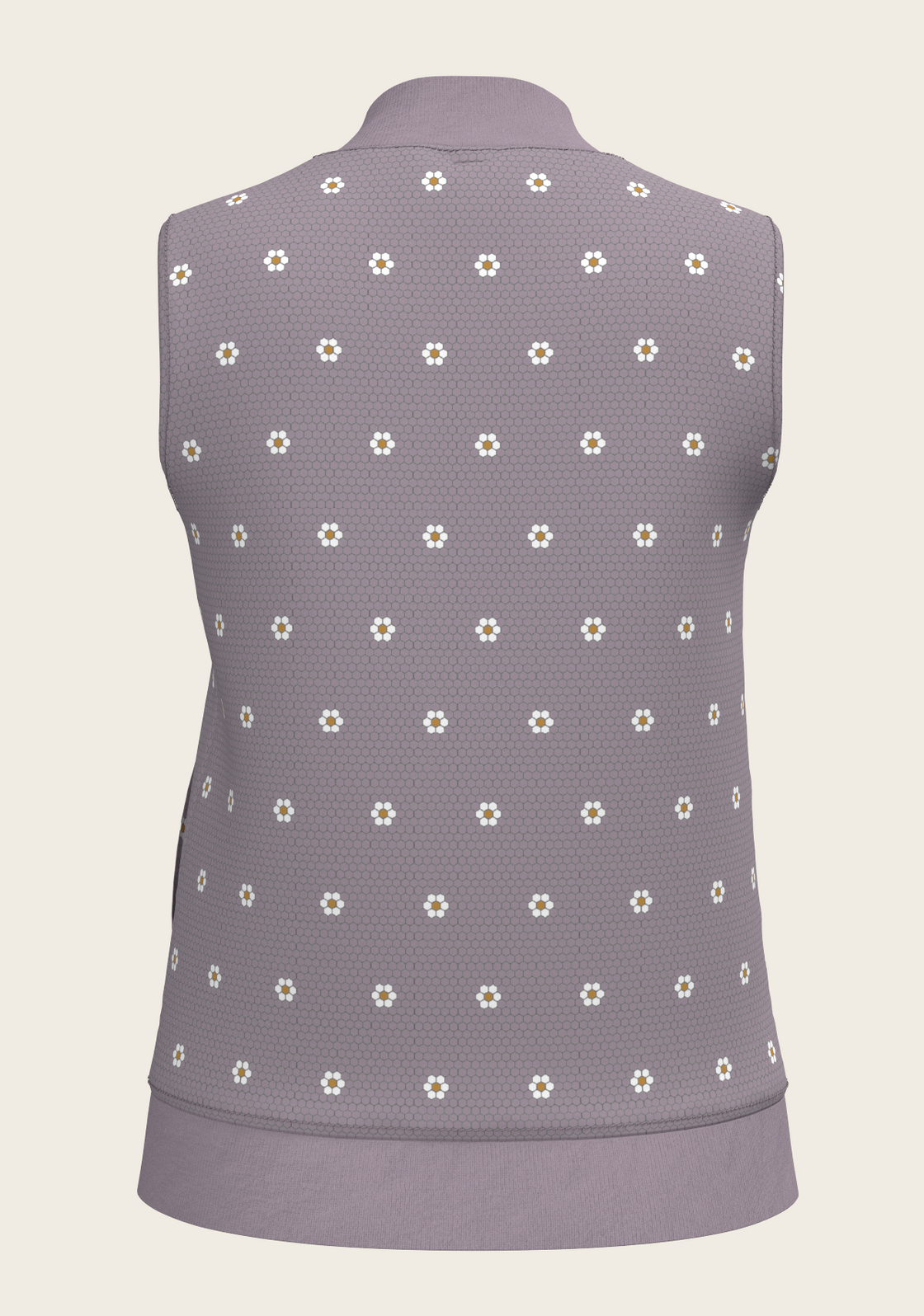 Mosaic Daisies in Lavender Reversible Sleeveless Warmup Vest