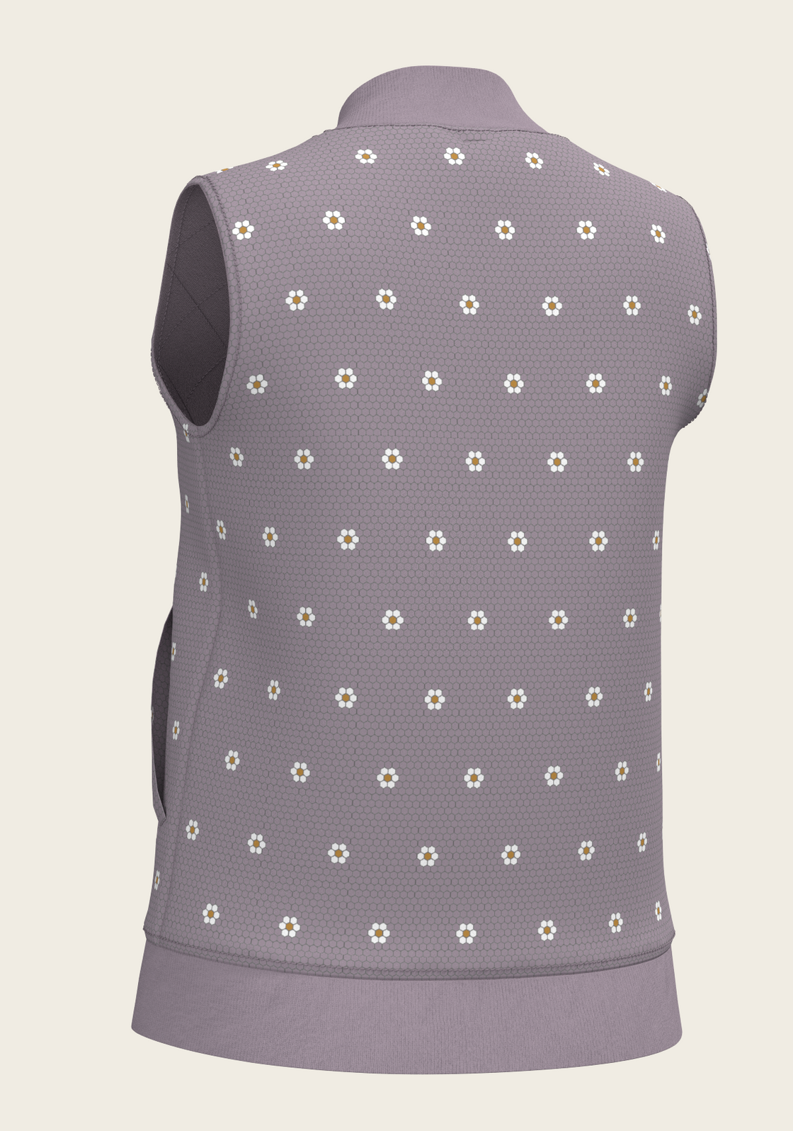 Mosaic Daisies in Lavender Reversible Sleeveless Warmup Vest