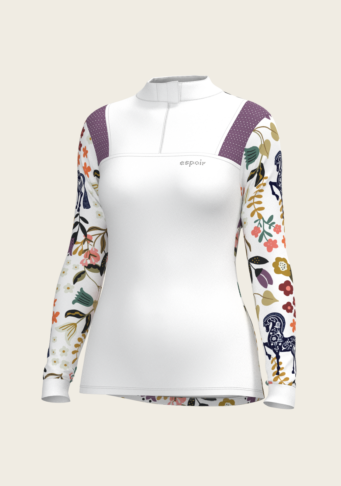 Floral Joie SF3029 Floral short Zip Long Sleeve Show Shirt