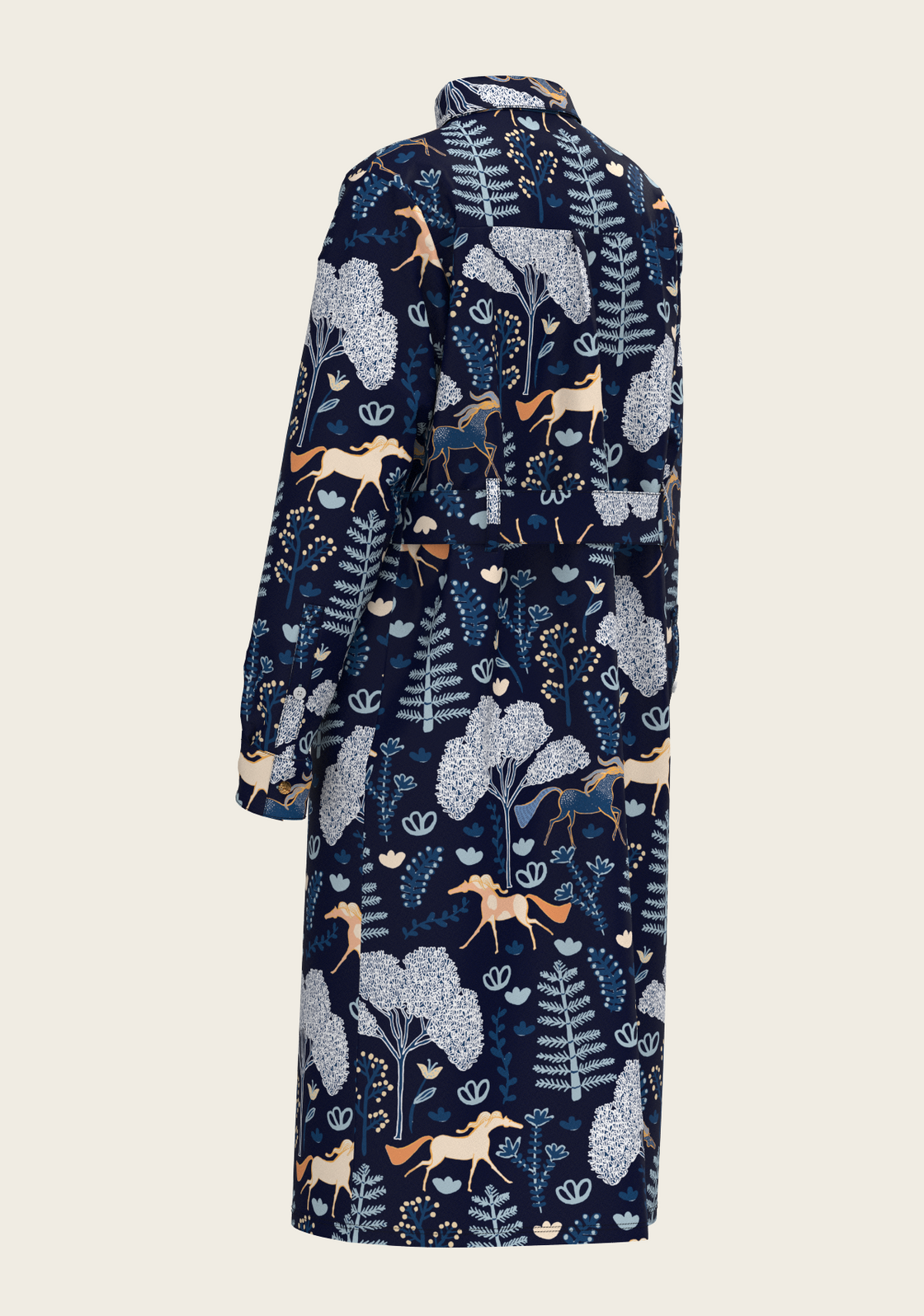  Forest on Navy Long Sleeve Shirt Dress