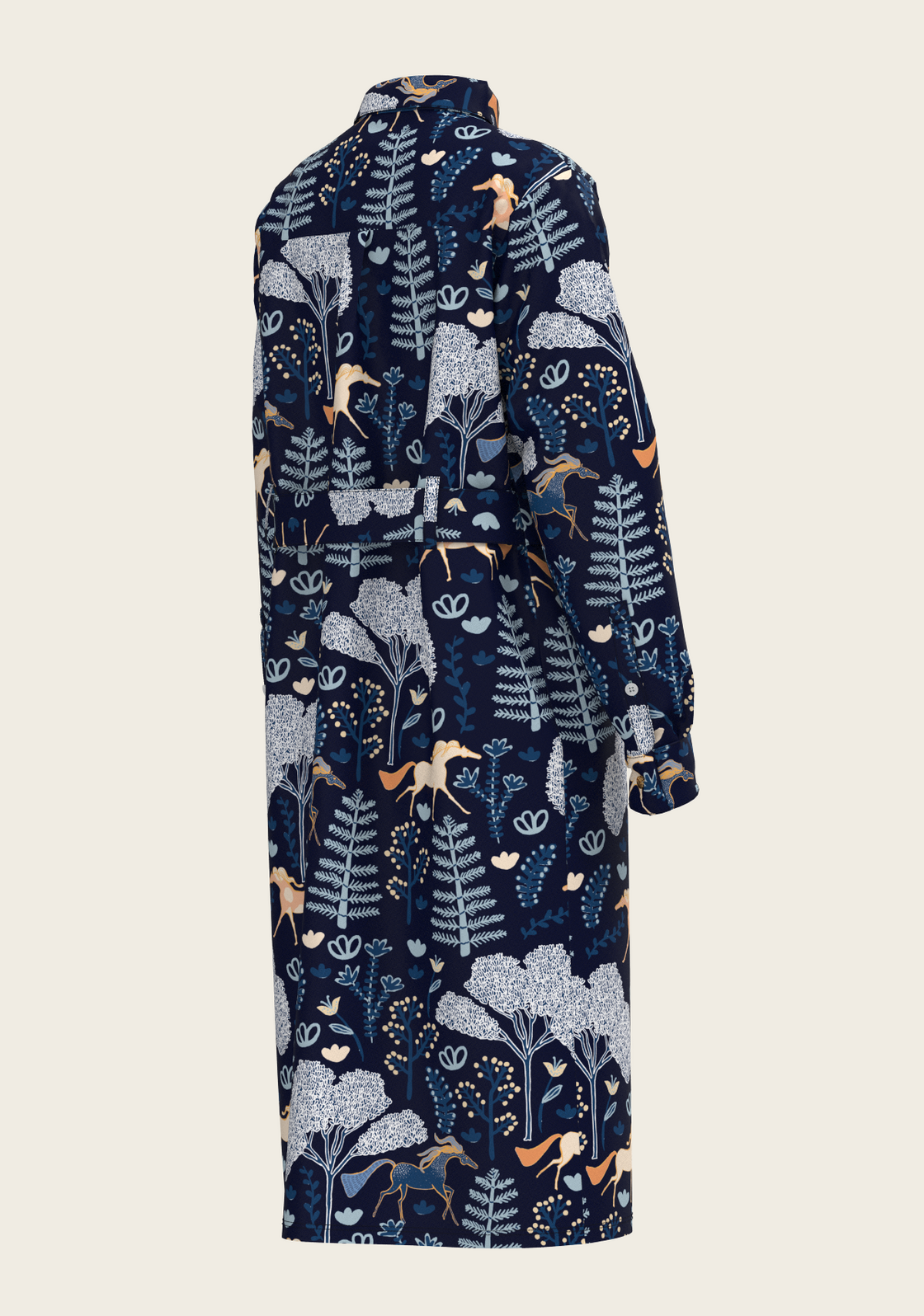  Forest on Navy Long Sleeve Shirt Dress