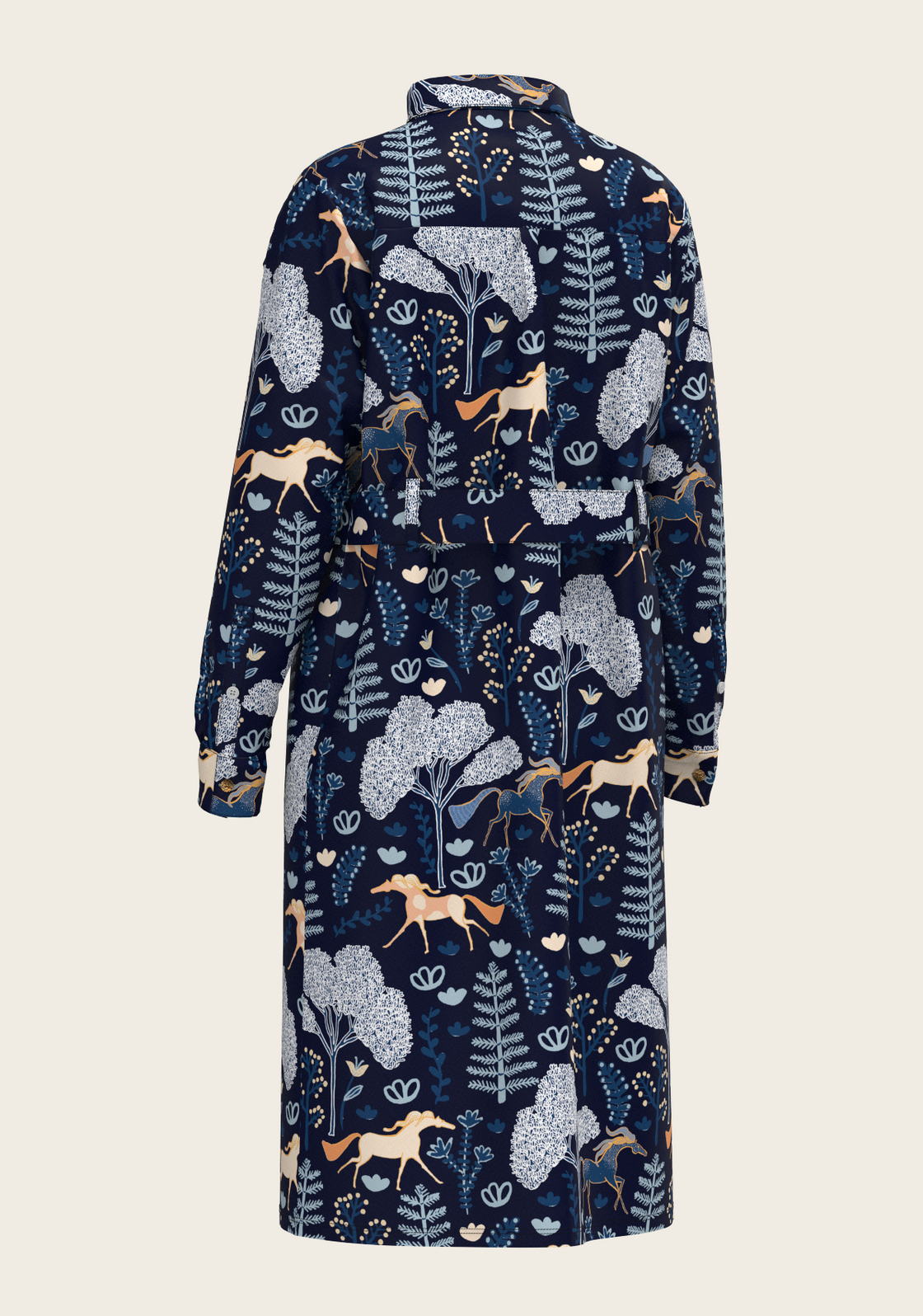  Forest on Navy Long Sleeve Shirt Dress