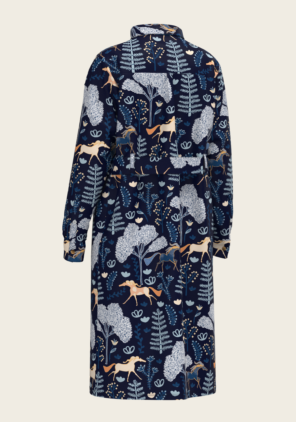 PRE ORDER • Forest on Navy Long Sleeve Shirt Dress