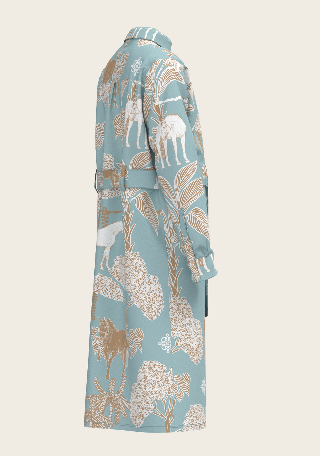  Island Horses on Sky Blue Long Sleeve Shirt Dress
