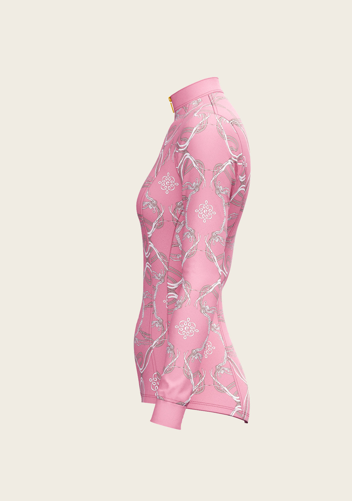 Roped Bridles on Pink Quarter Zip Sun Shirt