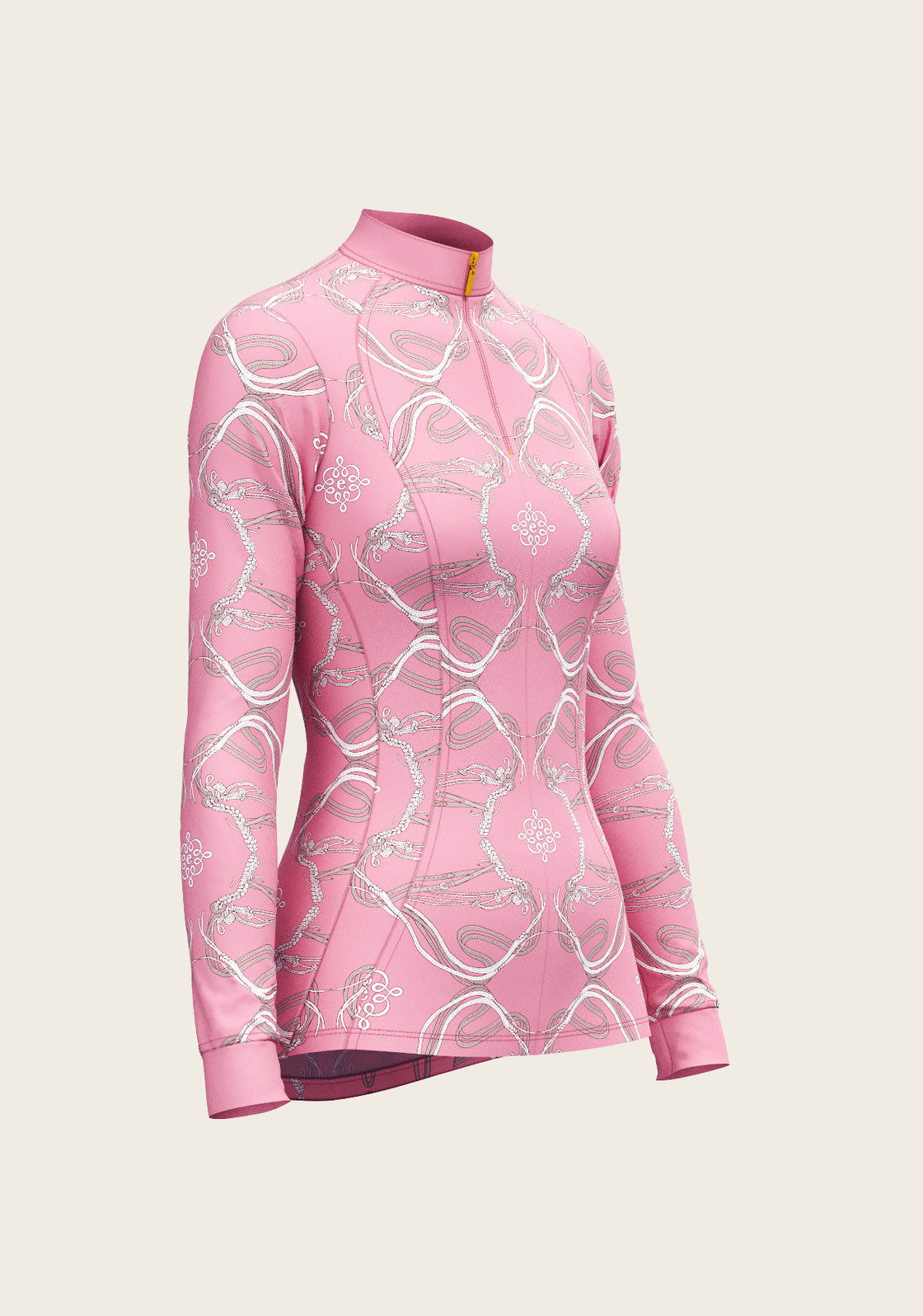 Roped Bridles on Pink Quarter Zip Sun Shirt