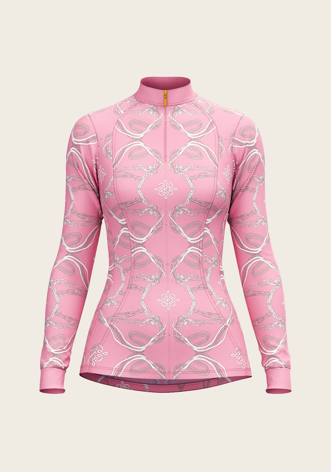 Roped Bridles on Pink Quarter Zip Sun Shirt