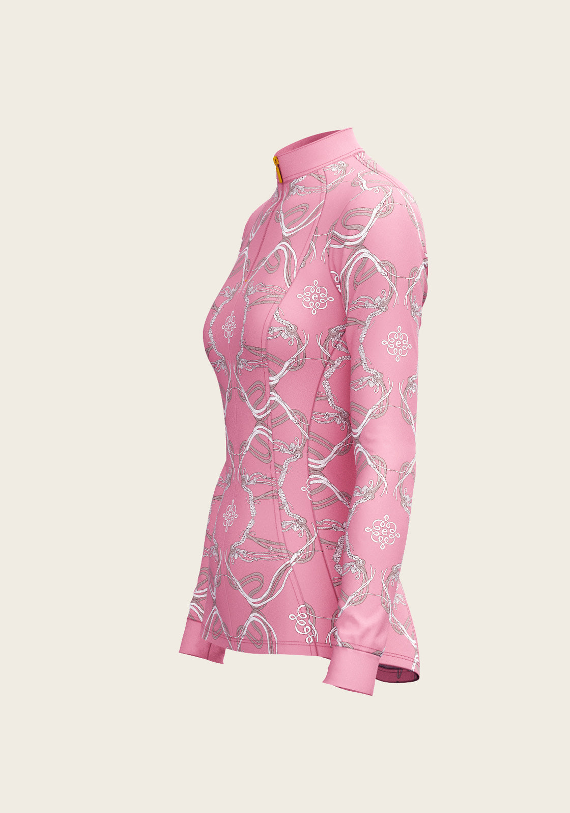Roped Bridles on Pink Quarter Zip Sun Shirt