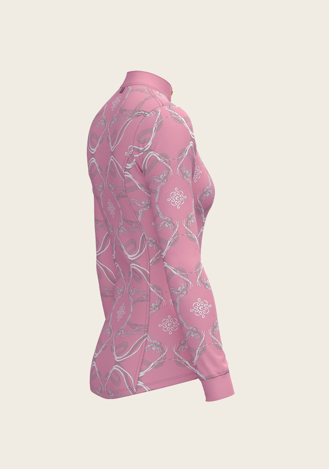 Roped Bridles on Pink Quarter Zip Sun Shirt