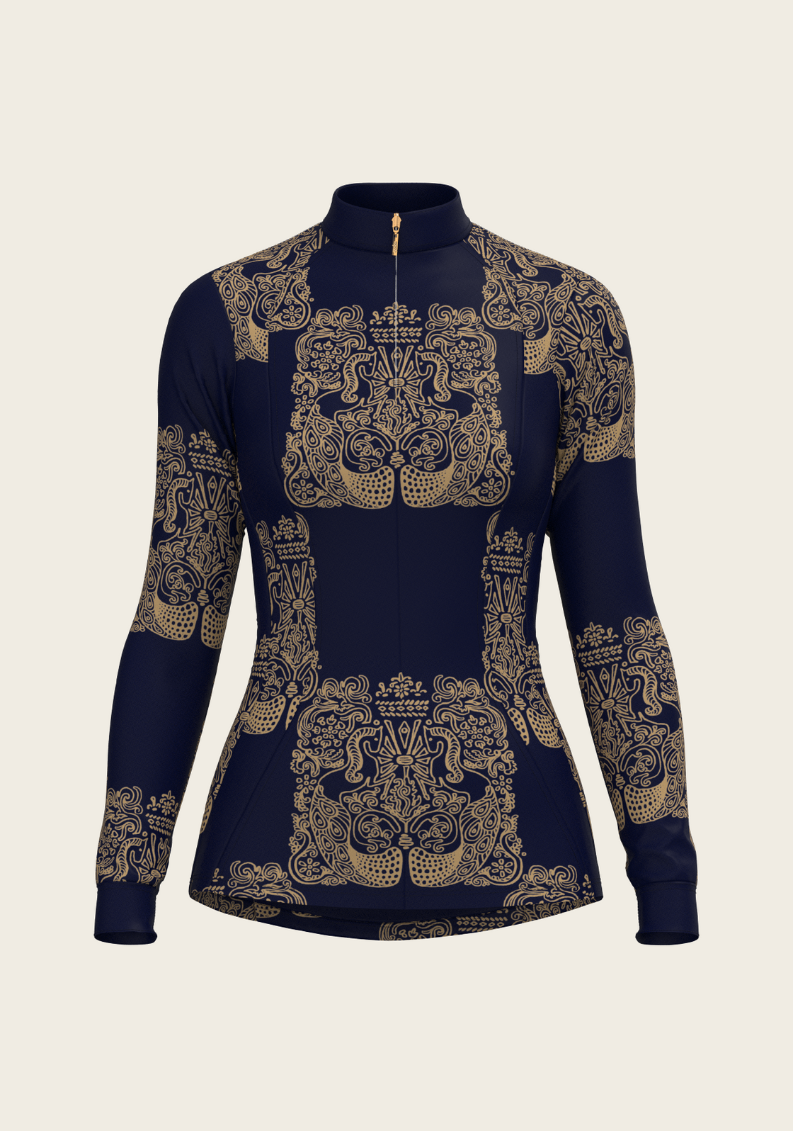 Mermaid Horses in Navy and Gold Quarter Zip Sun Shirt