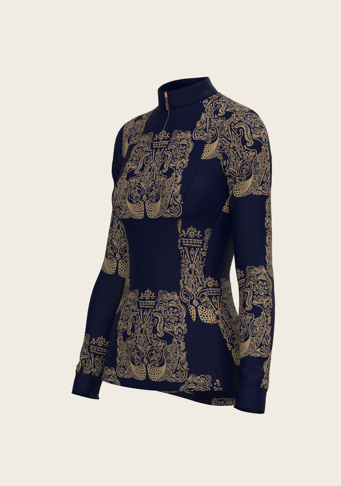 Mermaid Horses in Navy and Gold Quarter Zip Sun Shirt