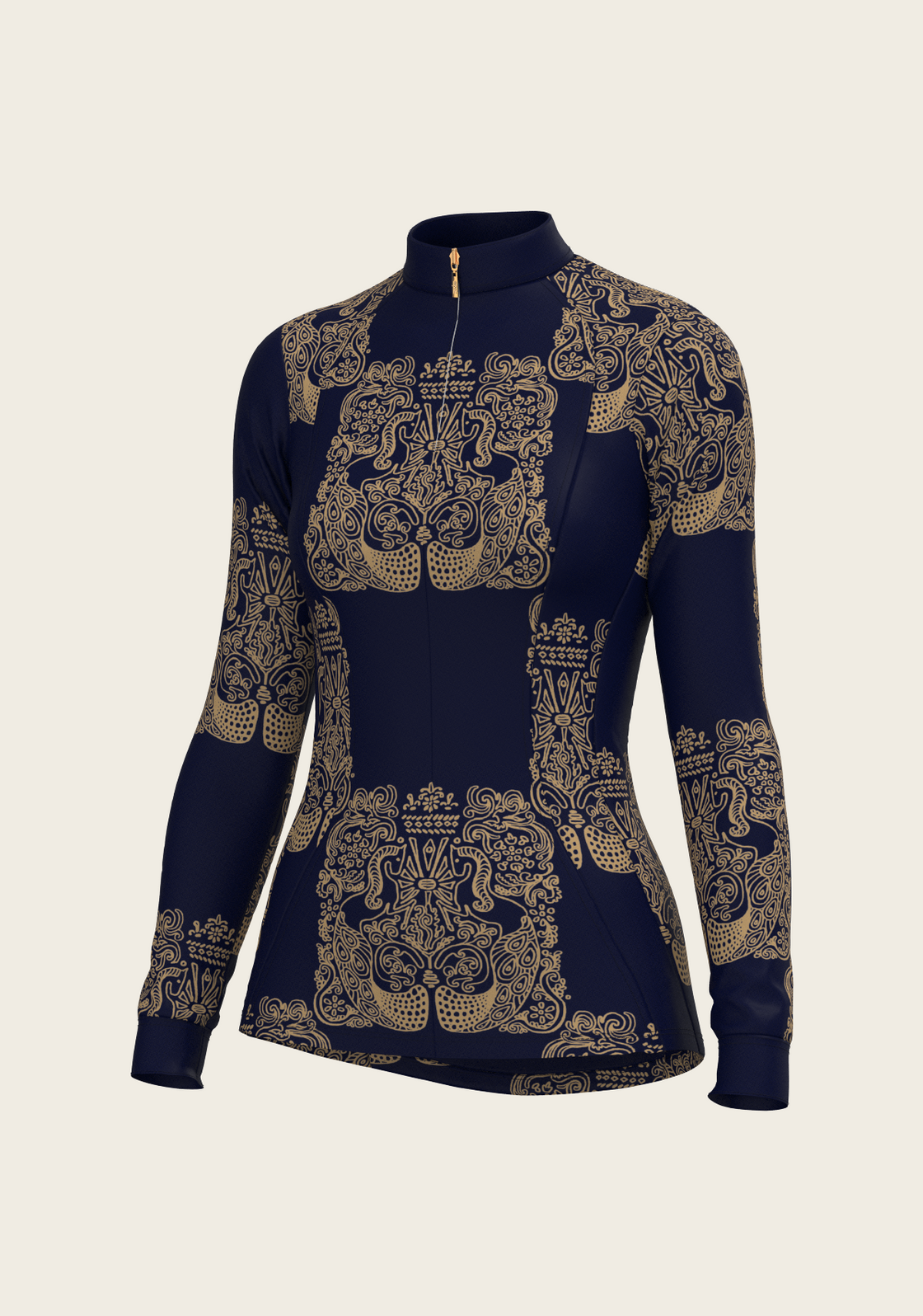 Mermaid Horses in Navy and Gold Quarter Zip Sun Shirt