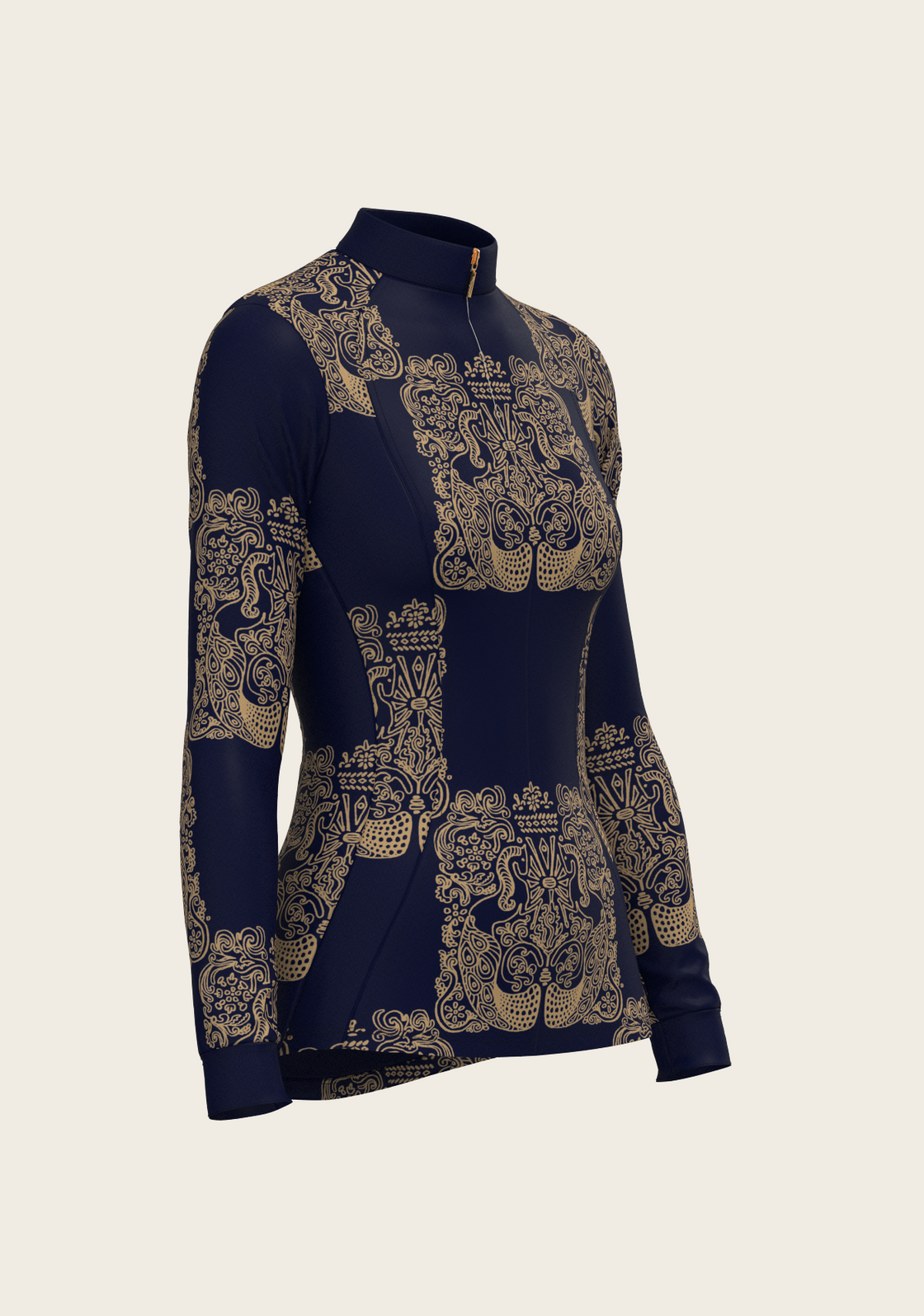 Mermaid Horses in Navy and Gold Quarter Zip Sun Shirt