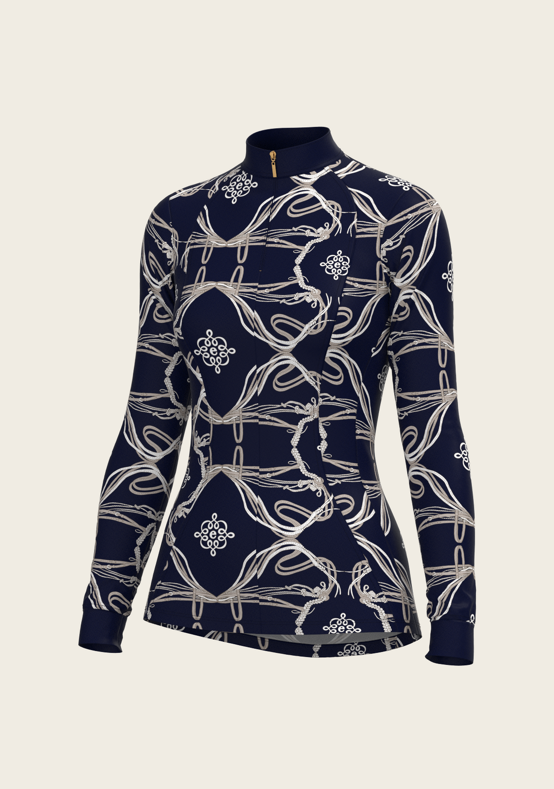 Roped Bridles on Navy Quarter Zip Sun Shirt