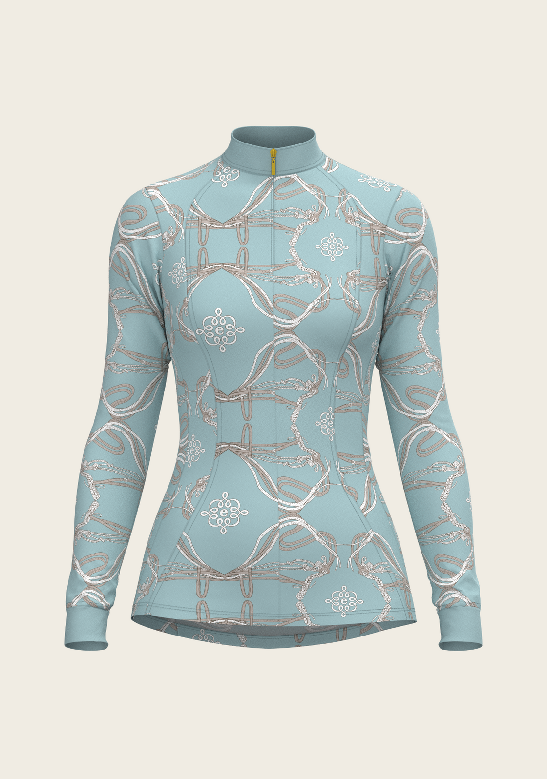 Roped Bridles on Sky Blue Quarter Zip Sun Shirt