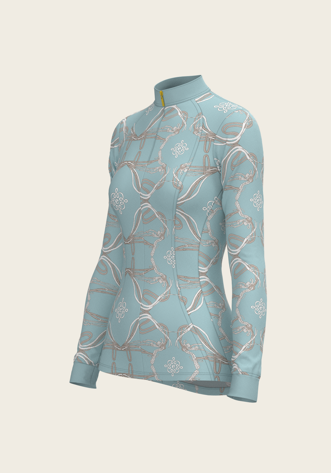 Roped Bridles on Sky Blue Quarter Zip Sun Shirt