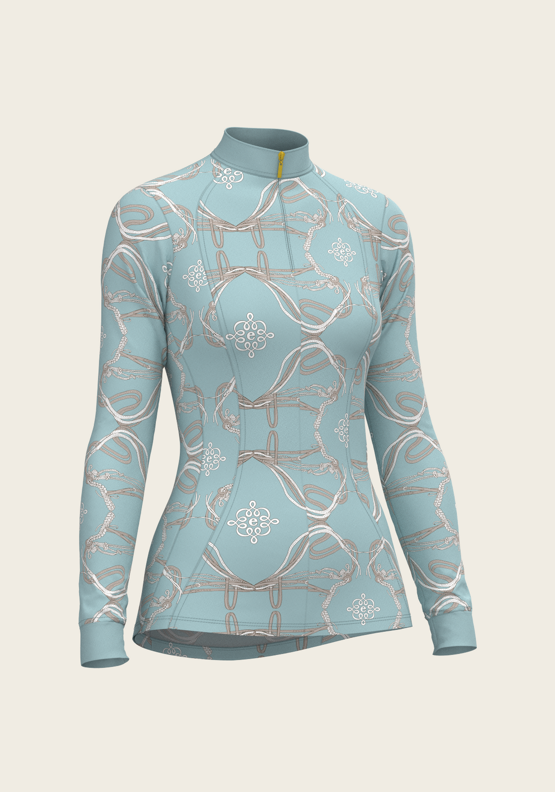Roped Bridles on Sky Blue Quarter Zip Sun Shirt
