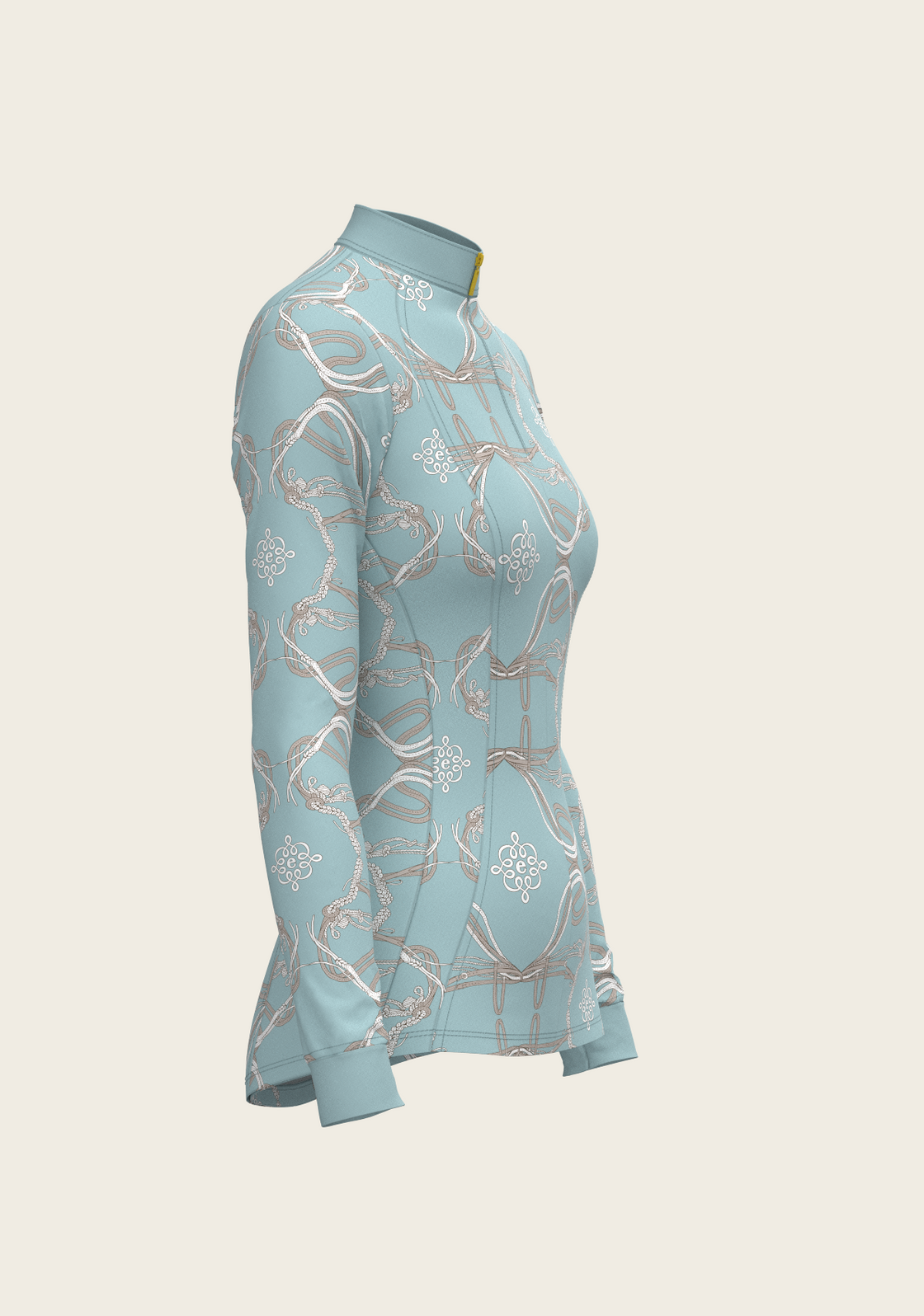 Roped Bridles on Sky Blue Quarter Zip Sun Shirt