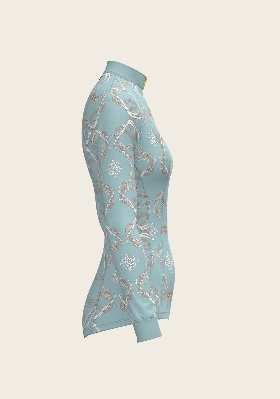 Roped Bridles on Sky Blue Quarter Zip Sun Shirt