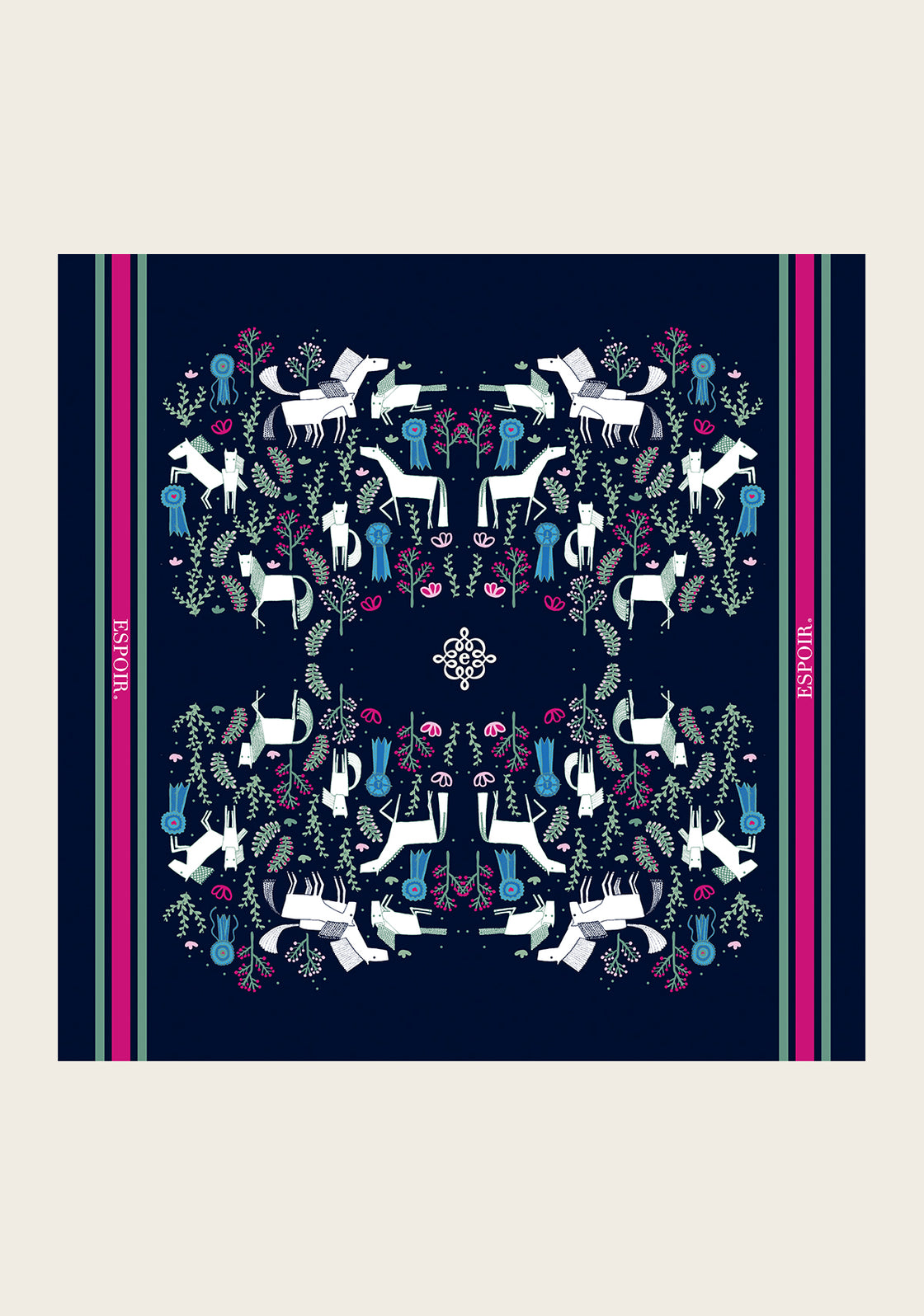 Rosettes on Navy Square Scarf