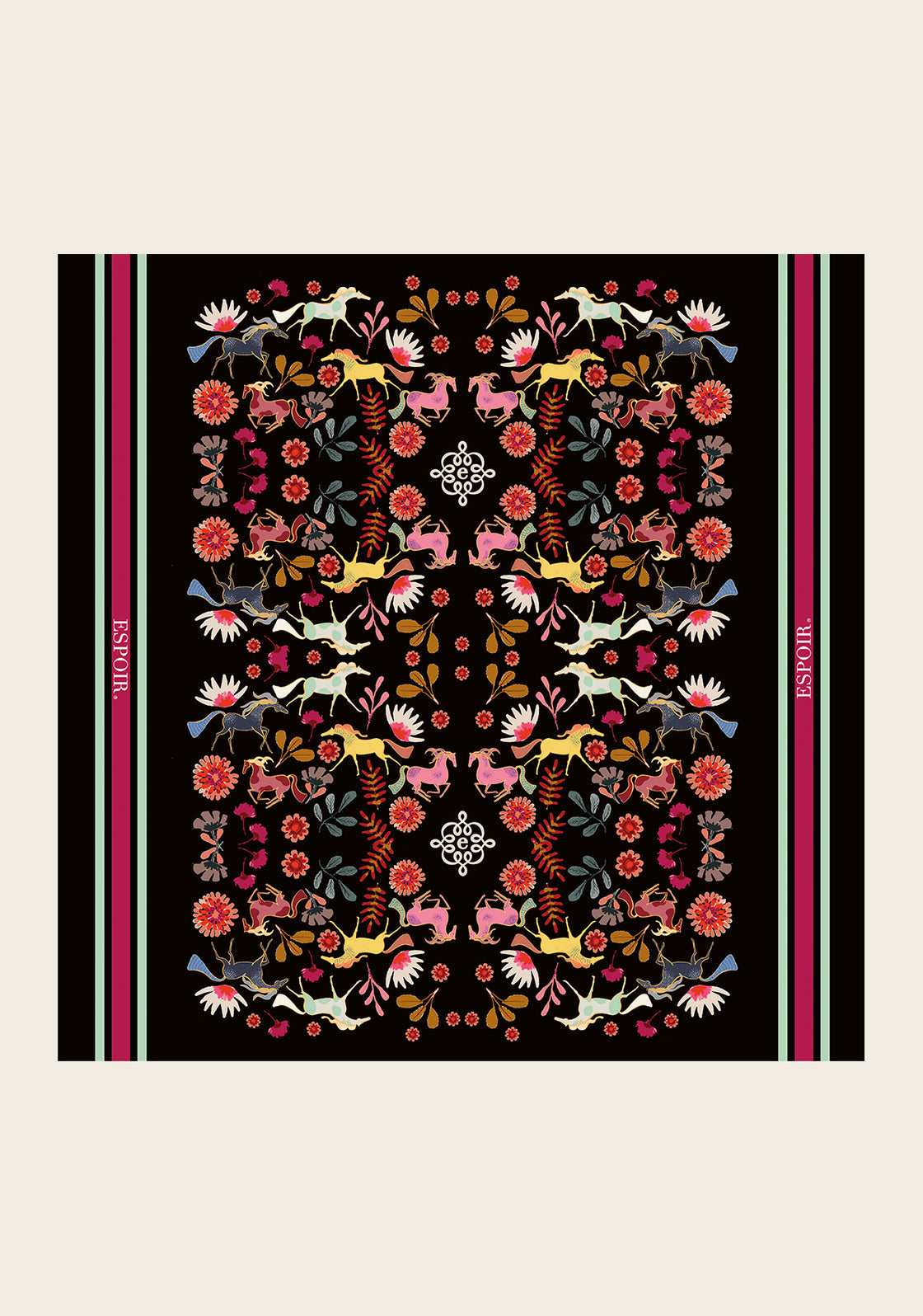  Bouquet on Black Square Scarf