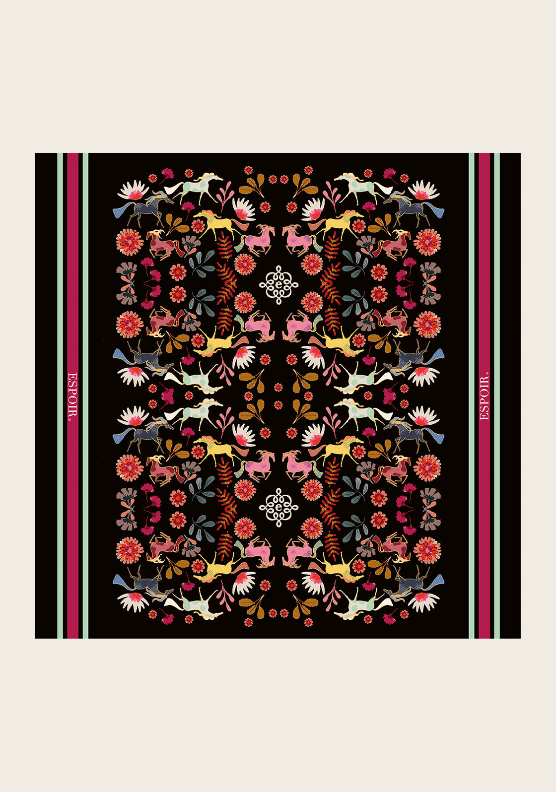  Bouquet on Black Square Scarf