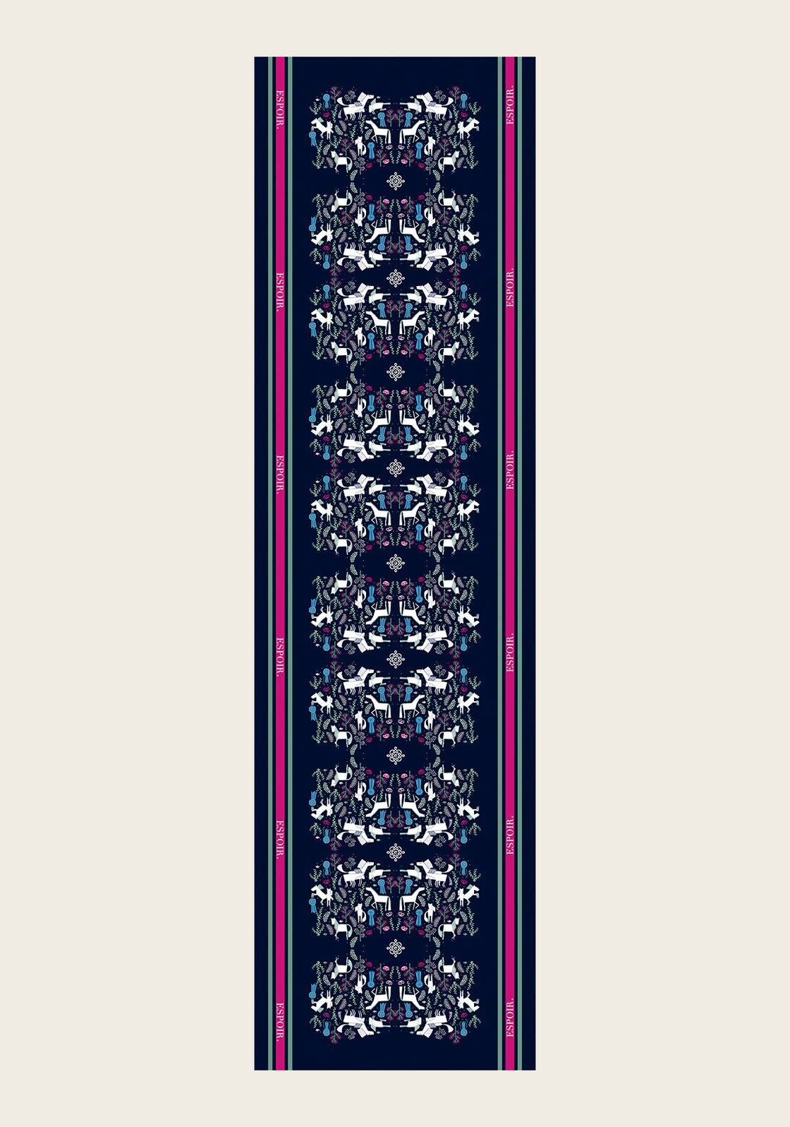  Rosettes on Navy Rectangular Scarf