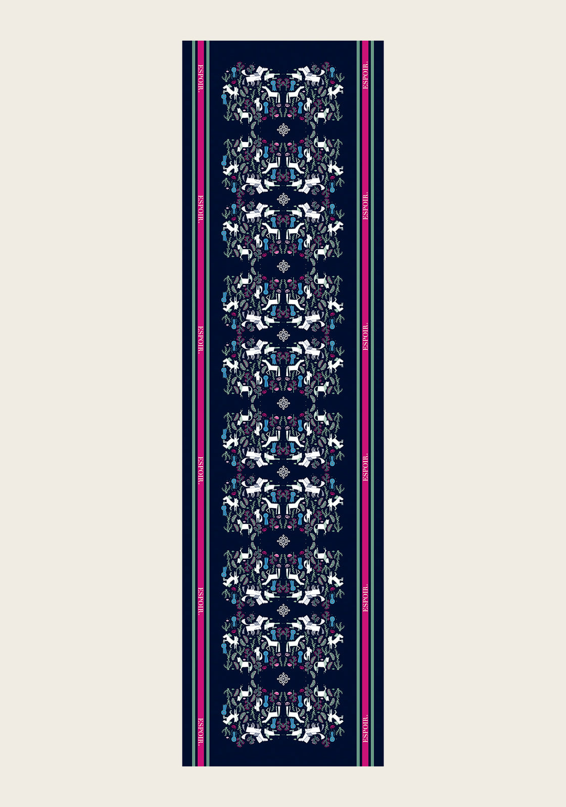  Rosettes on Navy Rectangular Scarf